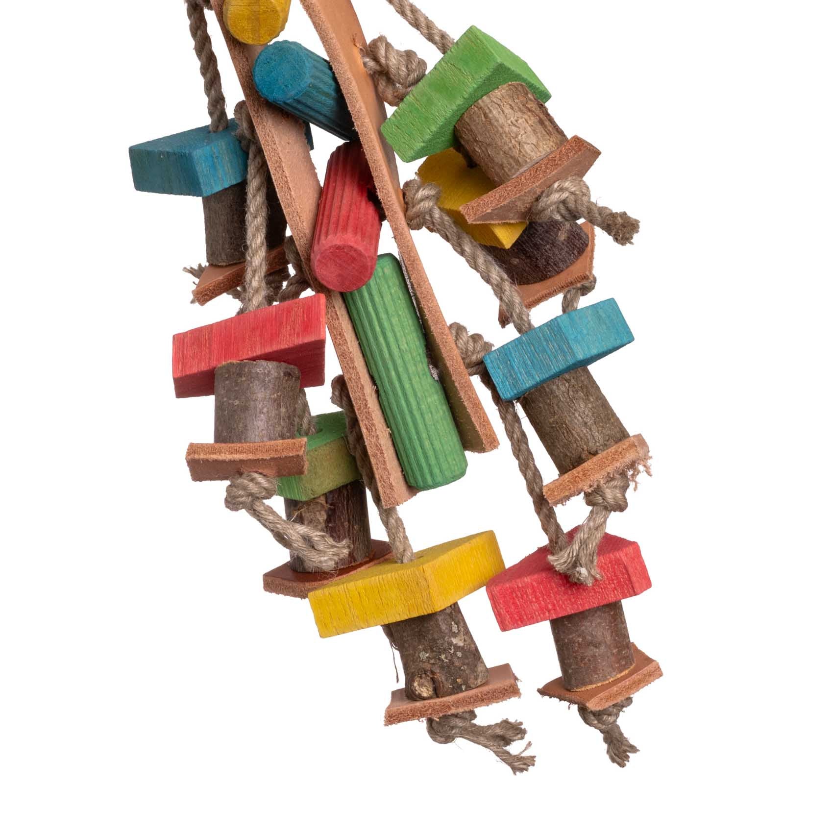 rico-s-futterkiste-lederspielzeug-sittiche-holz-sisal-20-cm image 2