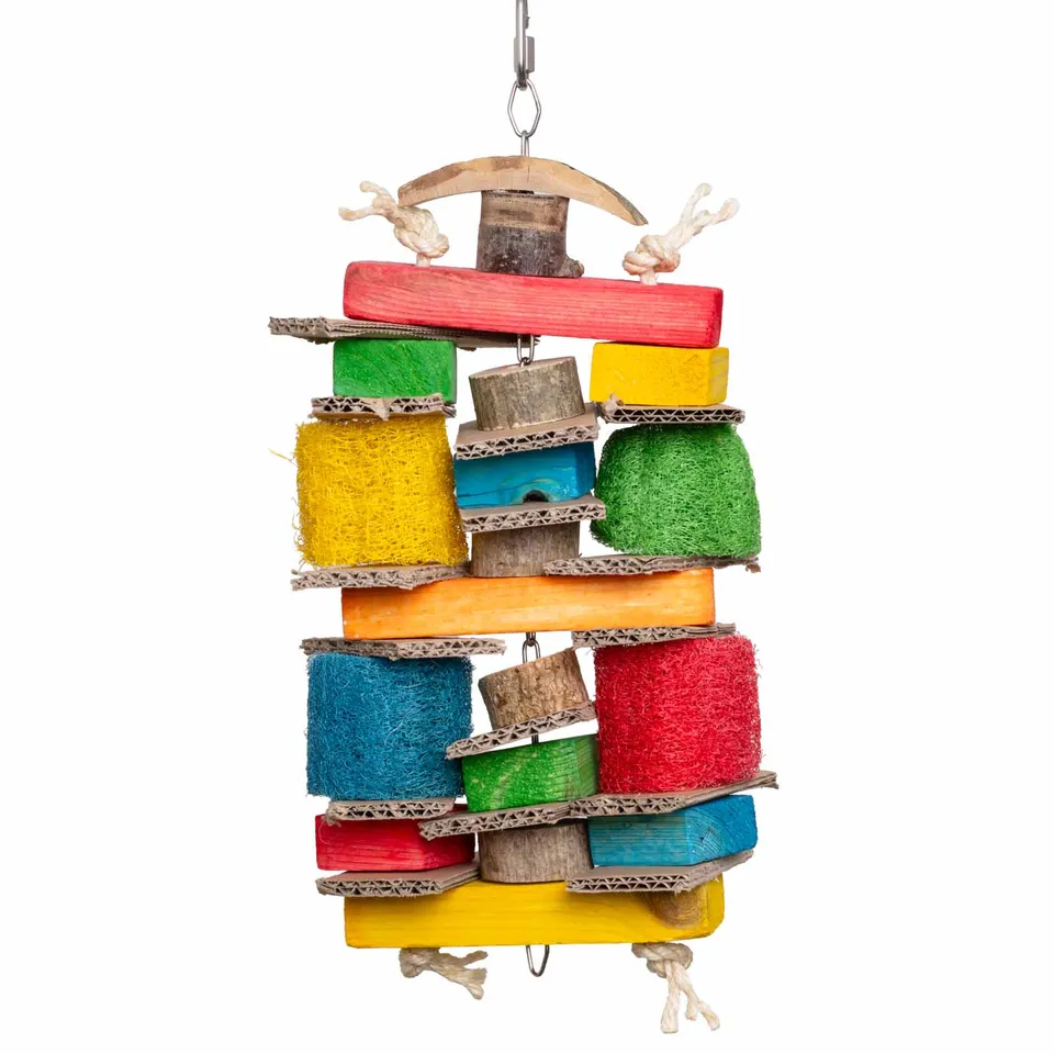 rico-s-futterkiste-weichholzturm-papageienspielzeug-bunt-40-cm image 1