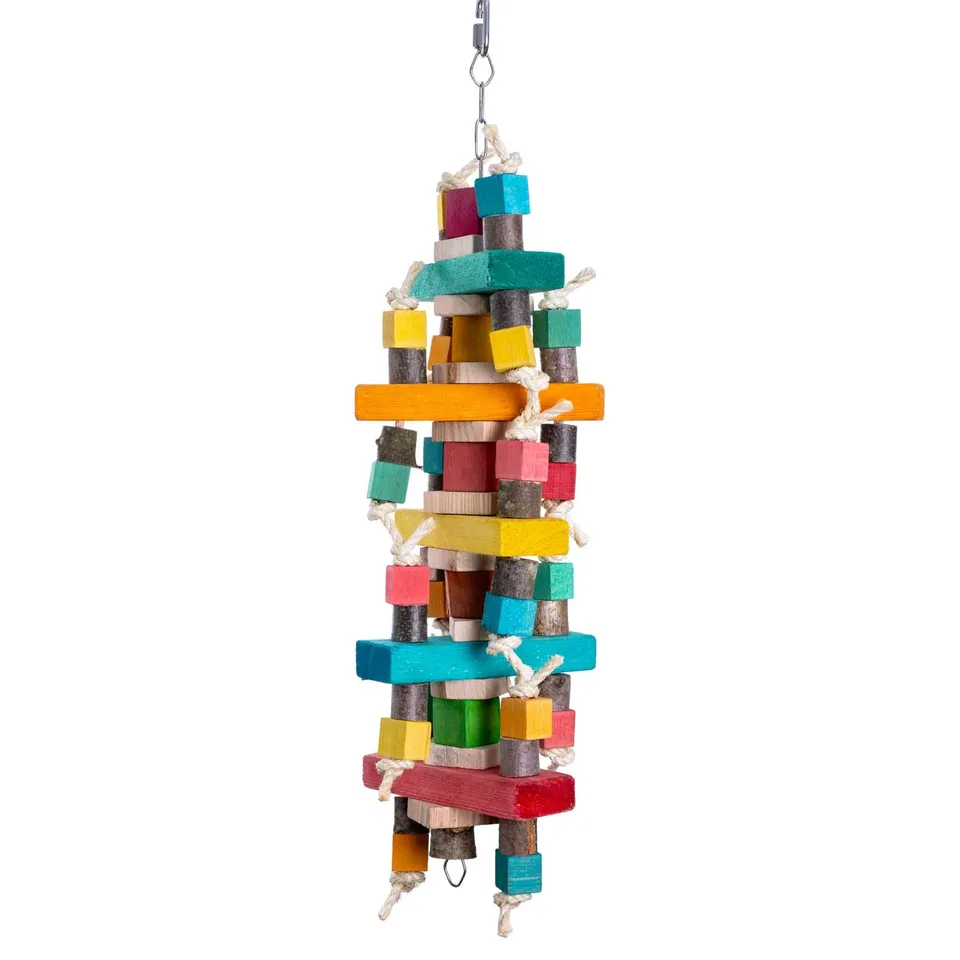 rico-s-futterkiste-lattenturm-papageienspielzeug-55-cm-holz-sisal image 1