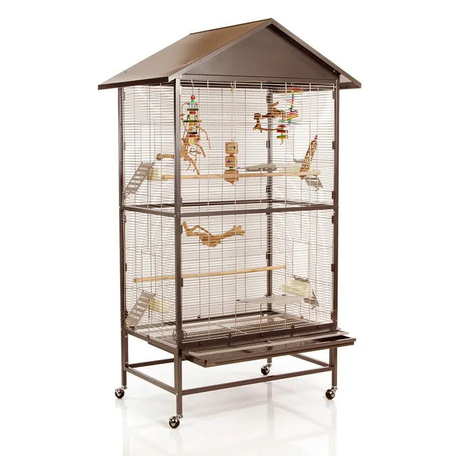 montana-cages-villa-casa-90-voliere-choco-vanilla-91x70x185-cm image 1