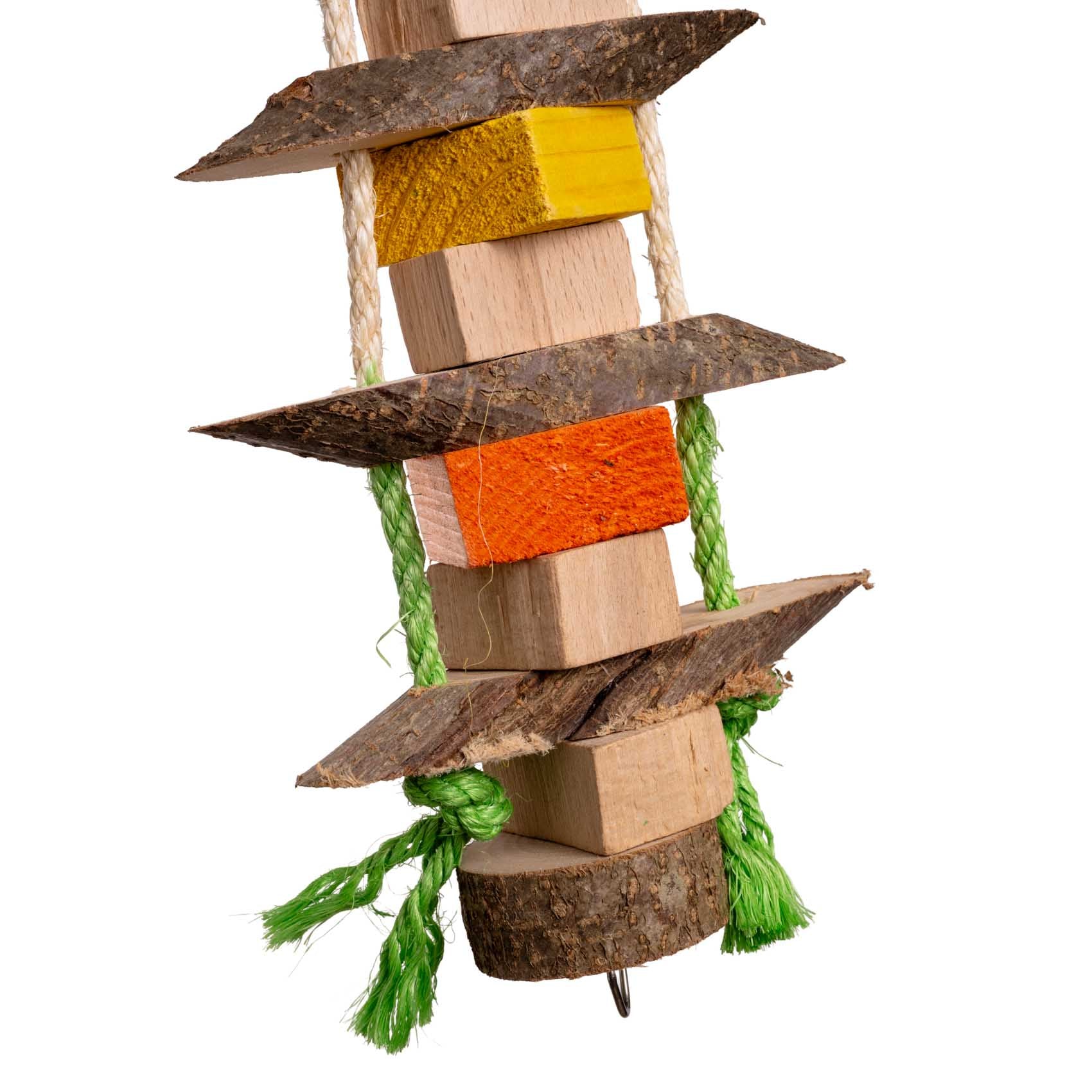 rico-s-futterkiste-knabber-turm-papageienspielzeug-35-cm-holz-sisal image 2