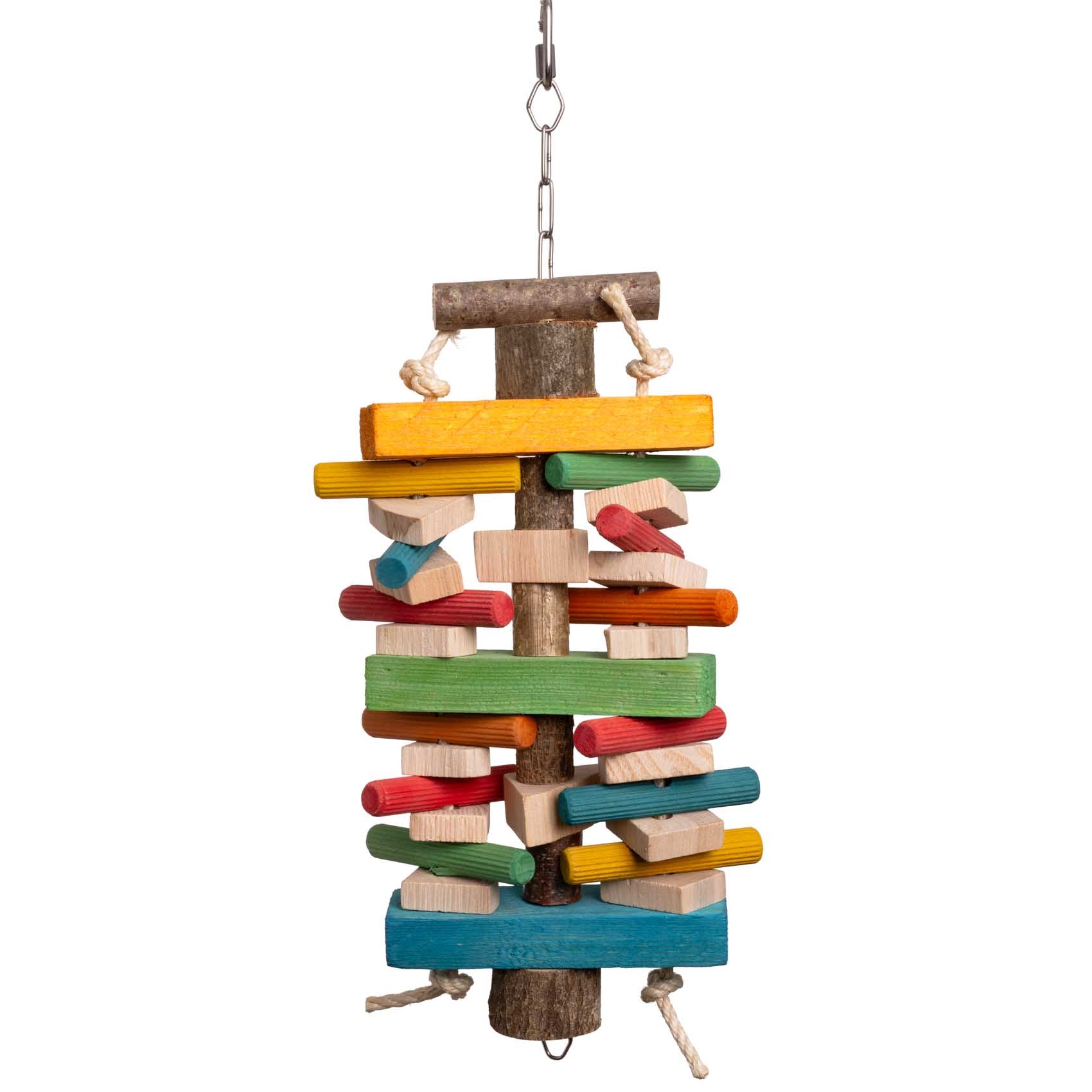 rico-s-futterkiste-knabbertrio-papageienspielzeug-45-cm-holz image 1