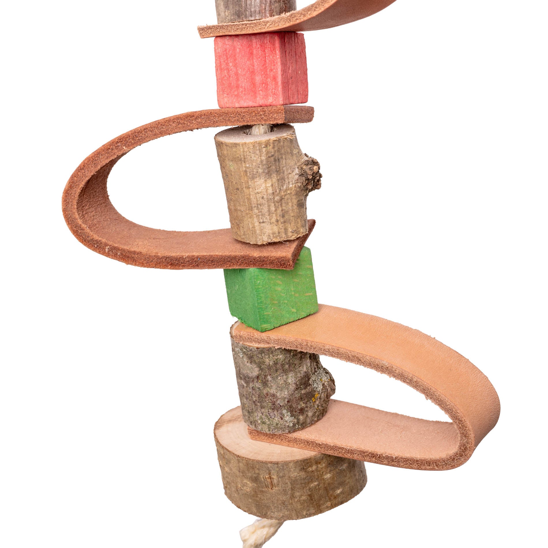 rico-s-futterkiste-lederwelle-sittichspielzeug-leder-holz-35-cm image 2