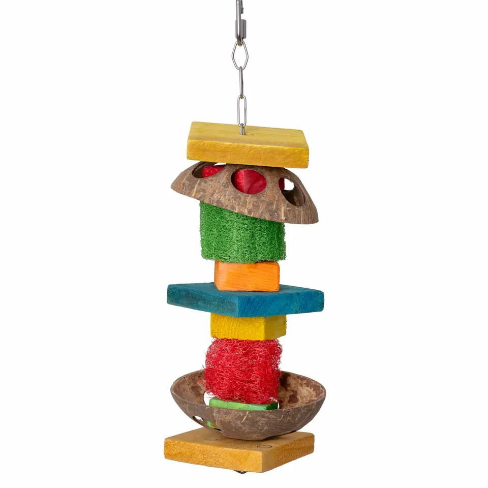 rico-s-futterkiste-luffa-turm-papageienspielzeug-35-cm image 1