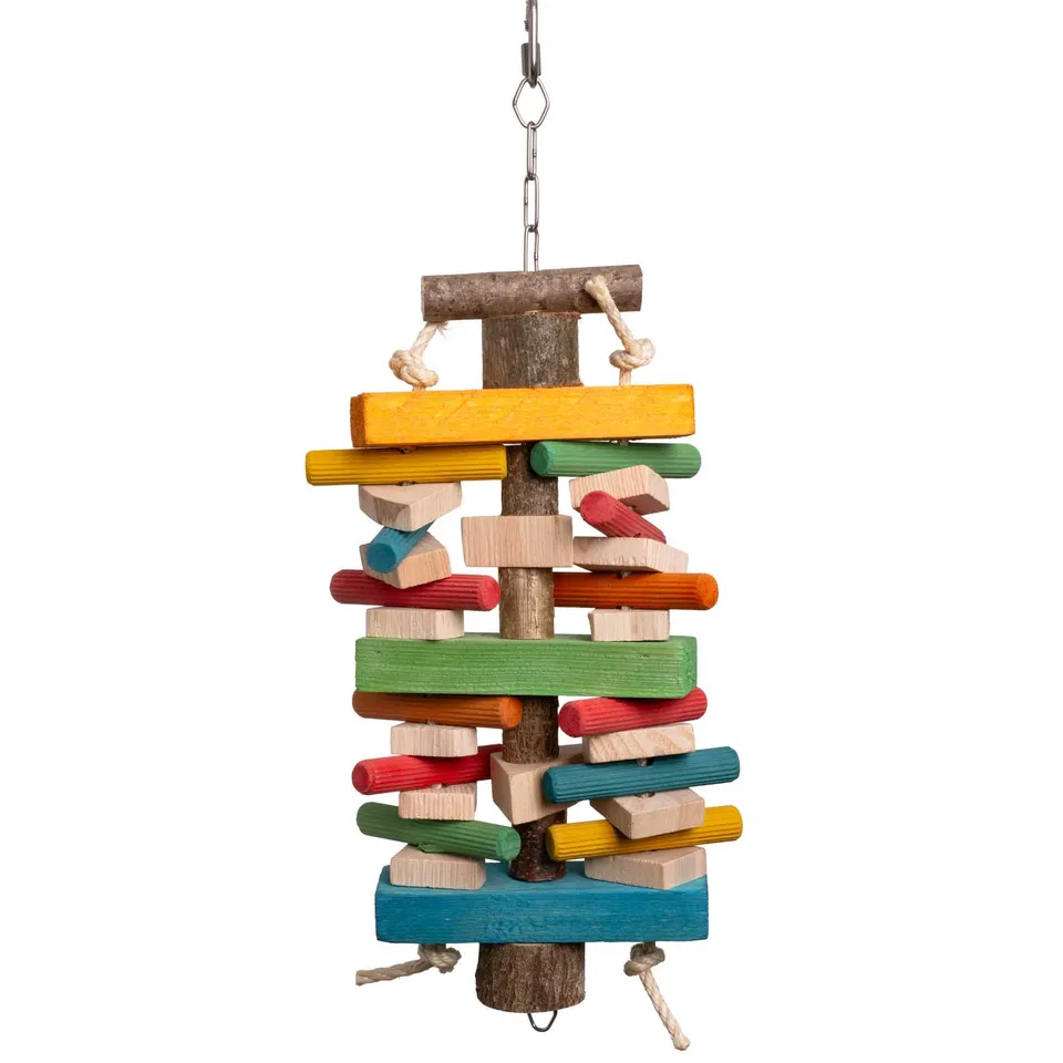 rico-s-futterkiste-knabbertrio-papageienspielzeug-45-cm-holz image 1