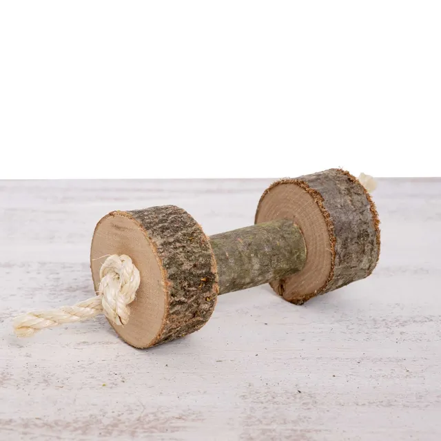 rico-s-futterkiste-hantel-klein-papageienspielzeug-holz-8-cm image 1
