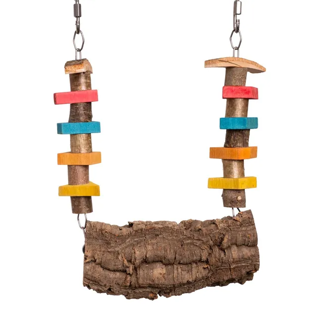 rico-s-futterkiste-kork-sittich-schaukel-knabberholz-25cm-naturkork image 1