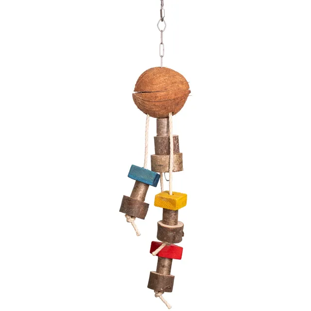rico-s-futterkiste-kokosnuss-futterversteck-papageienspielzeug-60cm image 1