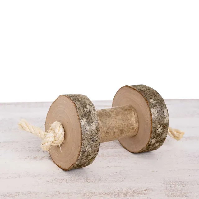 rico-s-futterkiste-gro-e-papageien-hantel-papageienspielzeug-holz-15-cm image 1