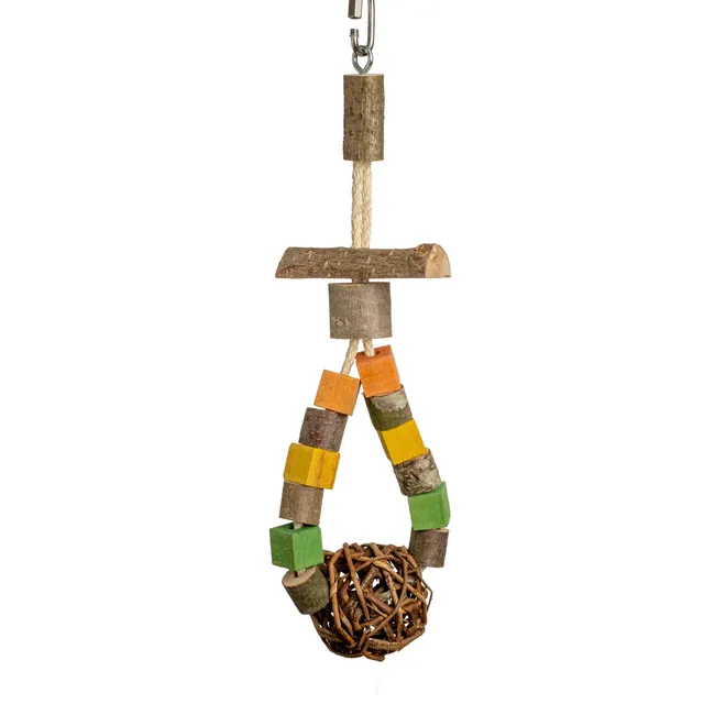 rico-s-futterkiste-naturholztriangel-sittichspielzeug-weidenball image 1