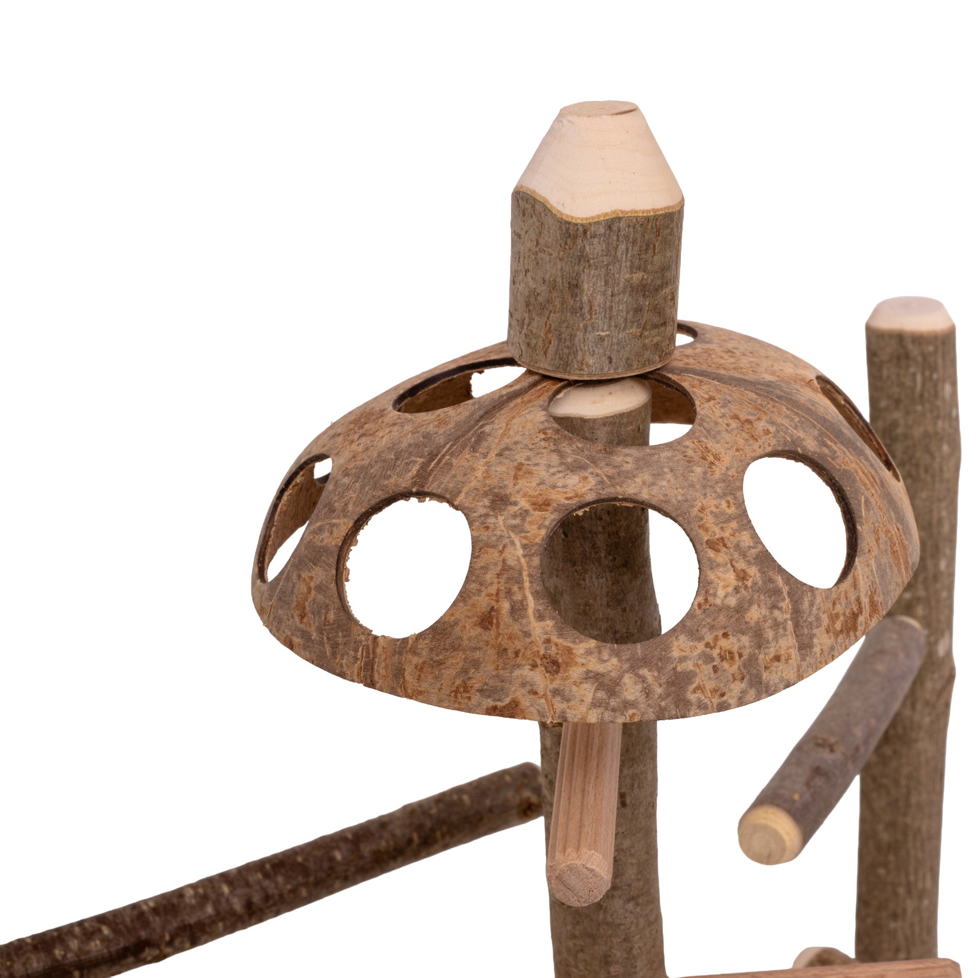 rico-s-futterkiste-klettergarten-sittich-freisitz-holz-mit-kokosdach image 3