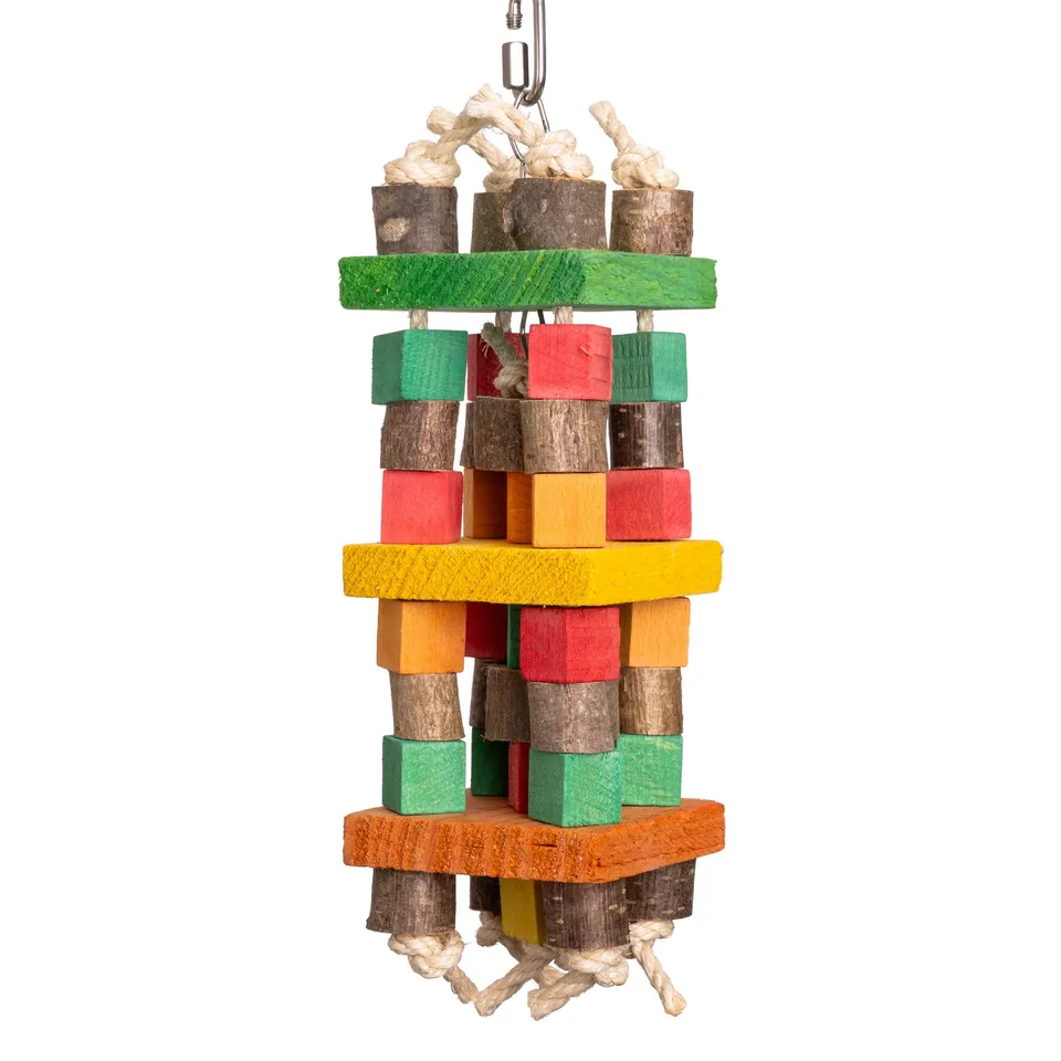 rico-s-futterkiste-schredder-turm-papageienspielzeug-holz-30-cm image 1