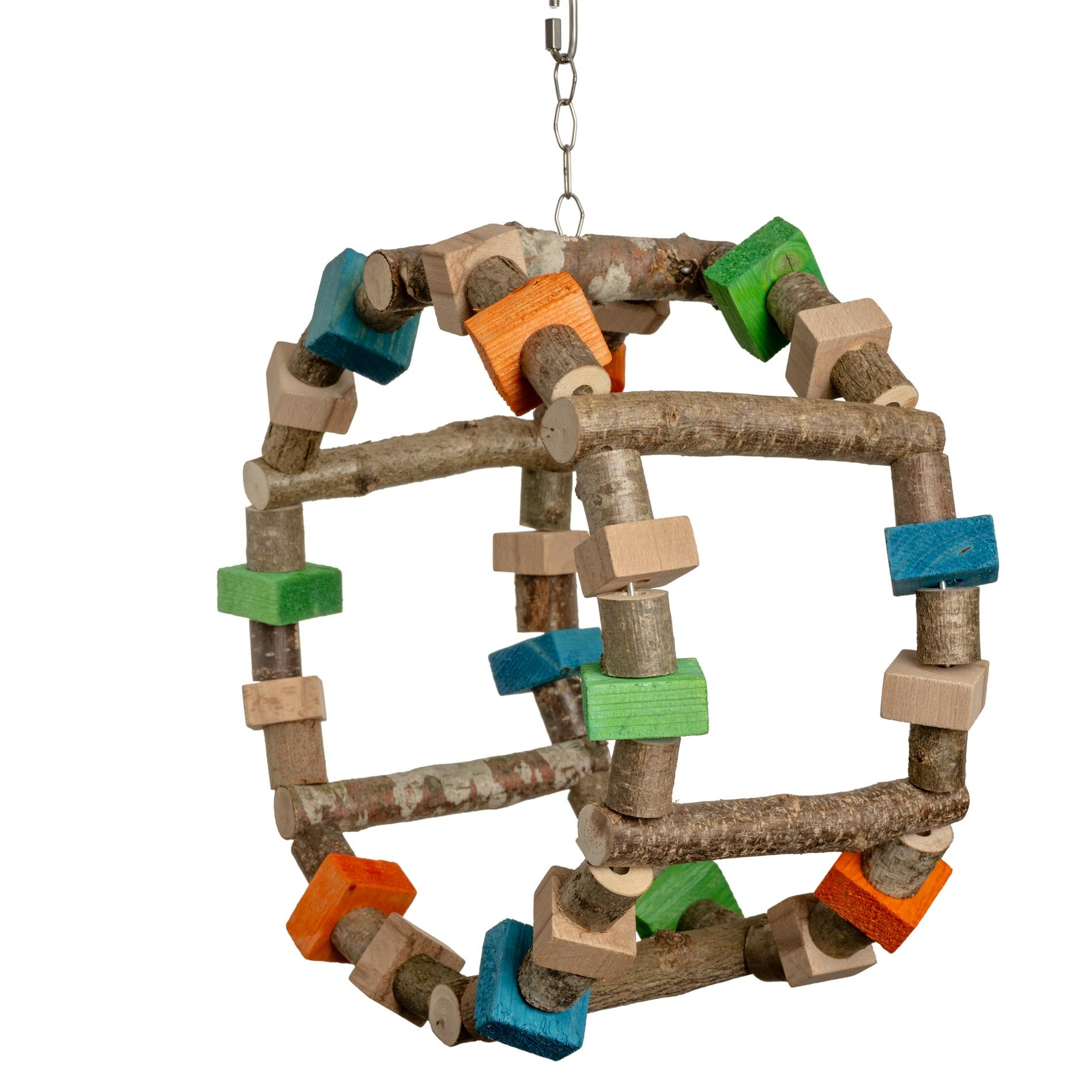 rico-s-futterkiste-schaukel-und-spielrad-papageienspielzeug-holz-30-cm image 1