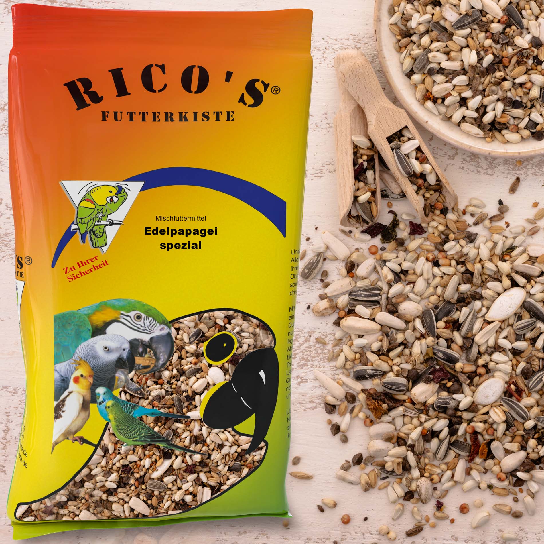 rico-s-futterkiste-futtermittel-edelpapageifutter-1-kg-mit-gem-se image 2