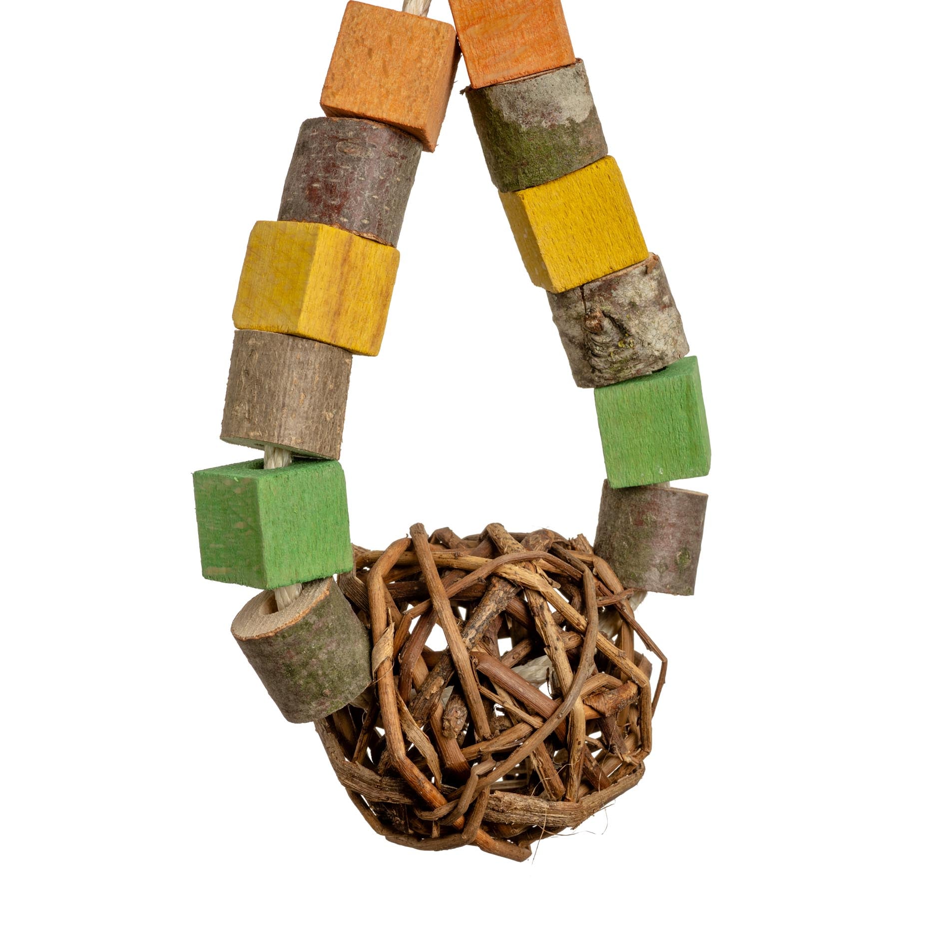 rico-s-futterkiste-naturholztriangel-sittichspielzeug-weidenball image 2