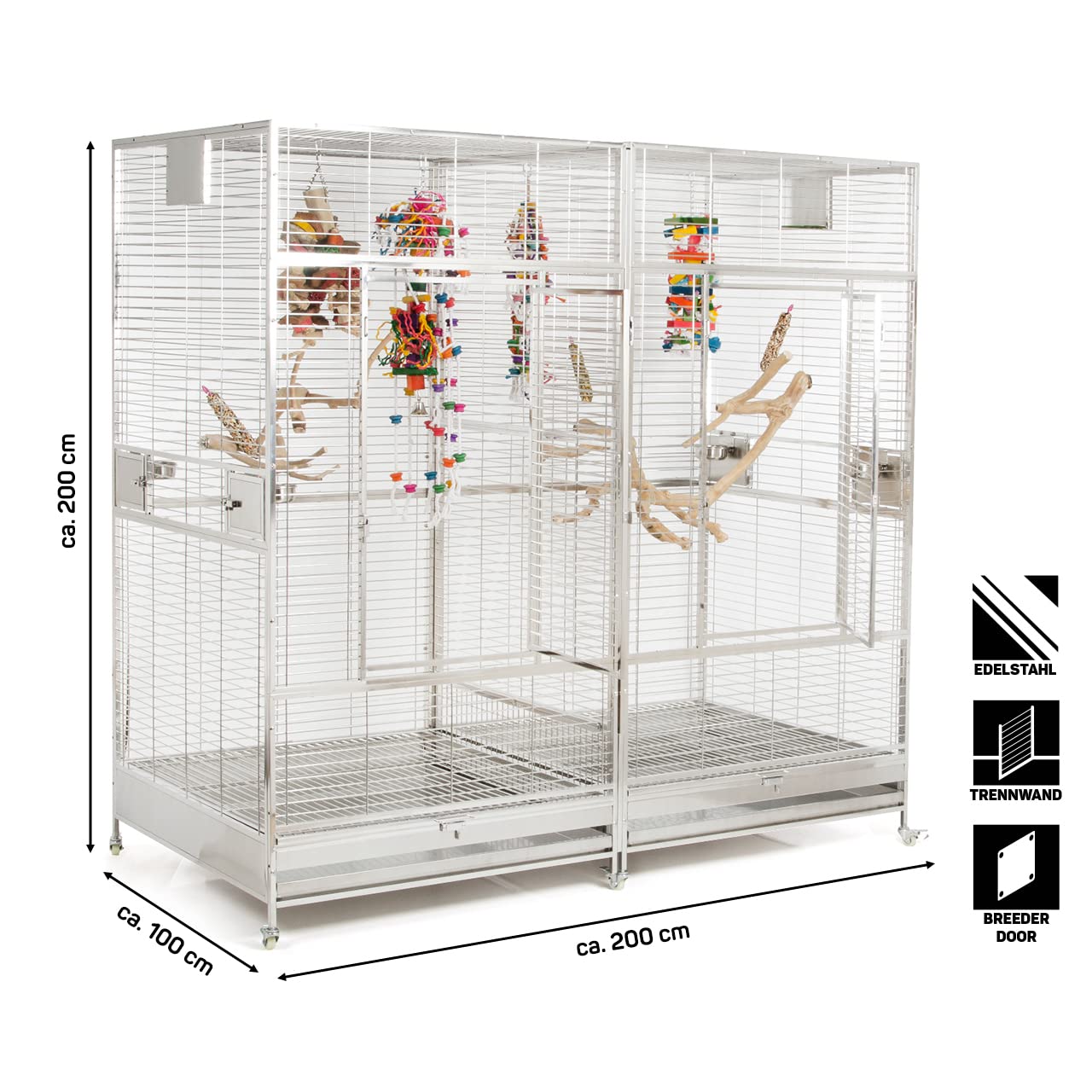montana-cages-arkansas-ii-papageienvoliere-edelstahl-trennwand image 2