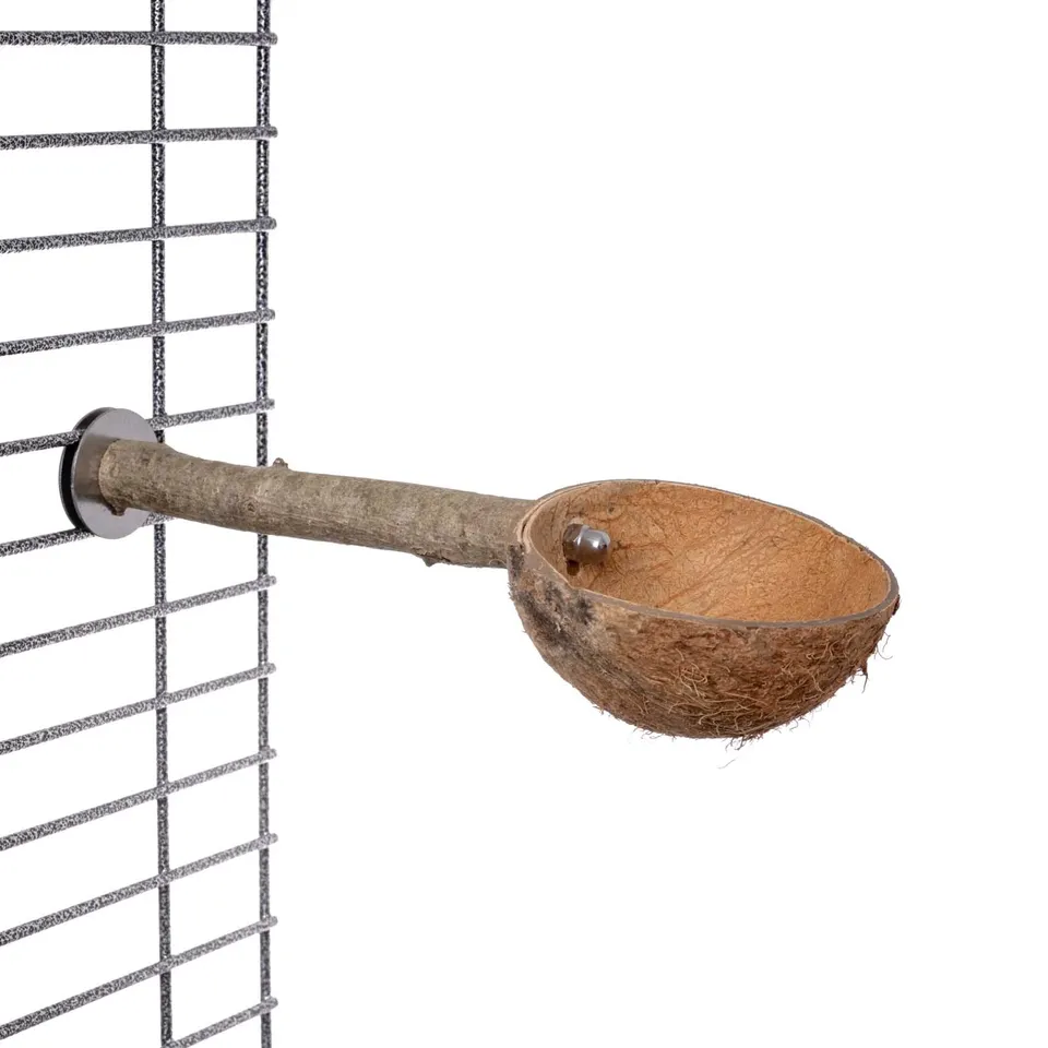 rico-s-futterkiste-futterschale-kokosnuss-sitzstange-sittich-25-cm image 1