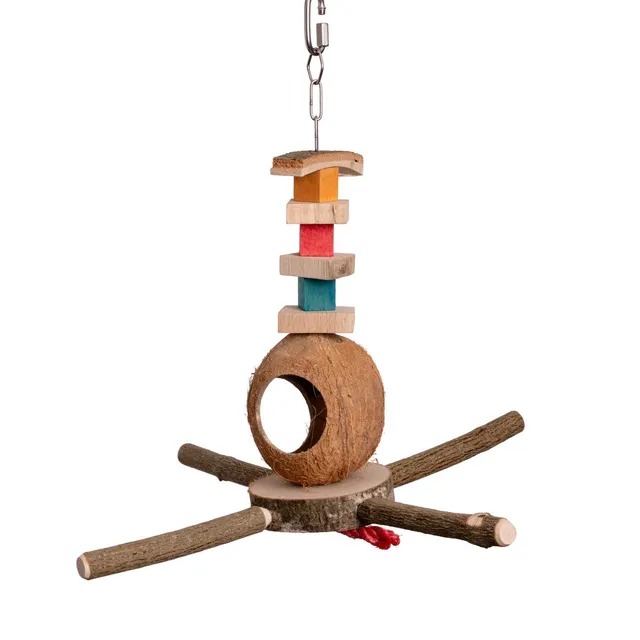 rico-s-futterkiste-futterkugel-kokosnuss-sittichspielzeug-30cm-holz image 1