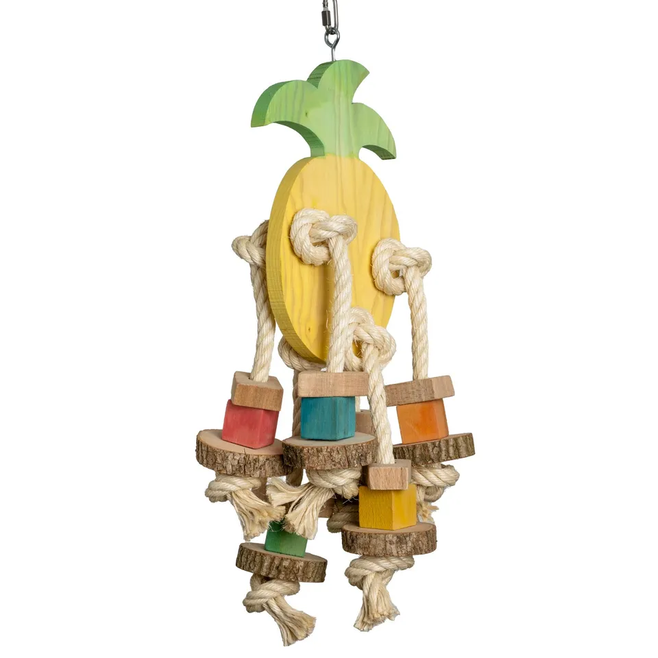 rico-s-futterkiste-knabber-ananas-xl-papageienspielzeug-hartholz image 1