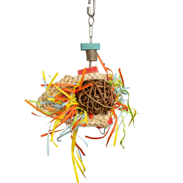 rico-s-futterkiste-weidenkugel-strohteppich-papageienspielzeug-8-cm image 1