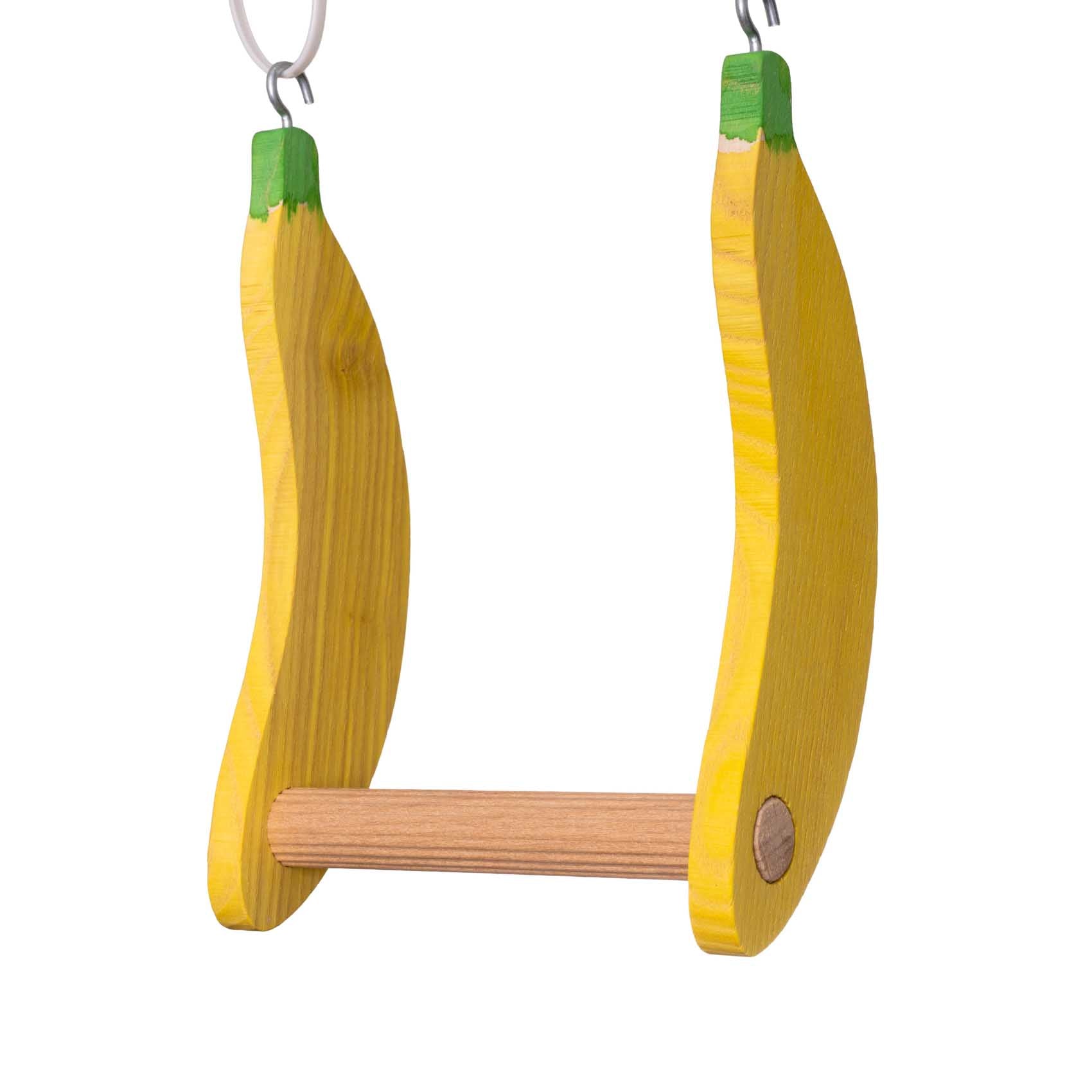 rico-s-futterkiste-sittich-bananen-schaukel-hartholz-spielzeug-18cm image 2