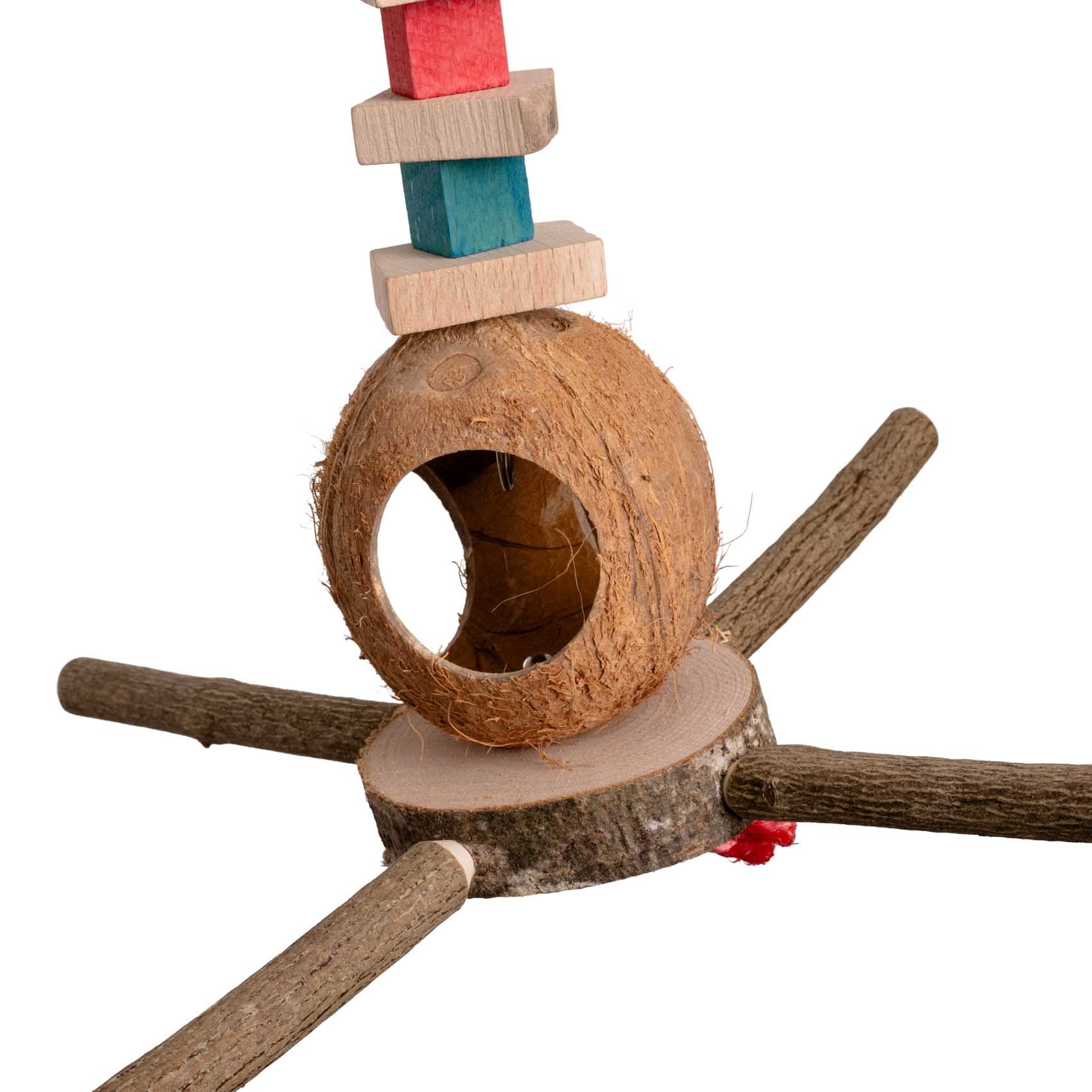 rico-s-futterkiste-futterkugel-kokosnuss-sittichspielzeug-30cm-holz image 2