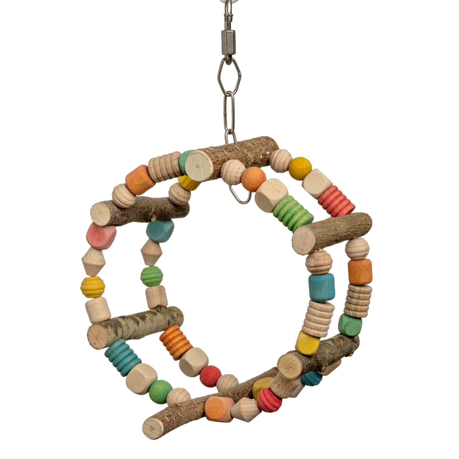 rico-s-futterkiste-buntes-schaukelrad-sittichspielzeug-holz-15-cm image 1