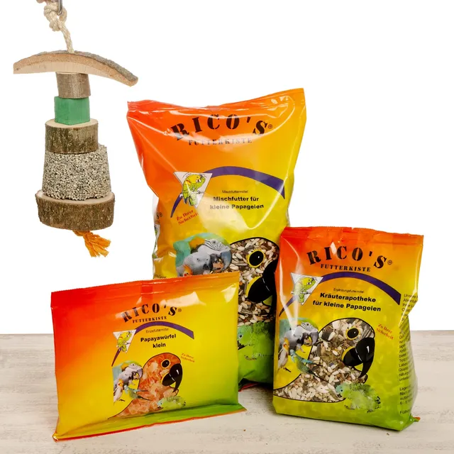 rico-s-futterkiste-starter-kit-kleine-papageien-futter-set image 1