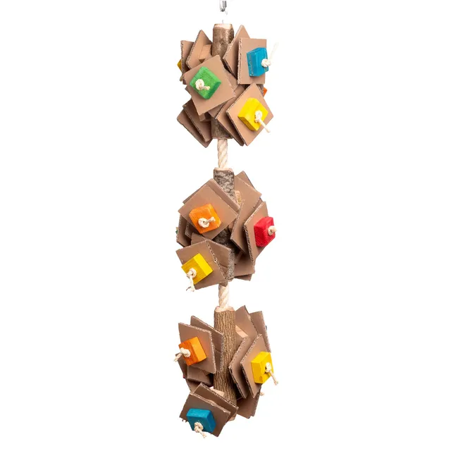 rico-s-futterkiste-wackel-schredder-papageienspielzeug-95-cm-holz image 1