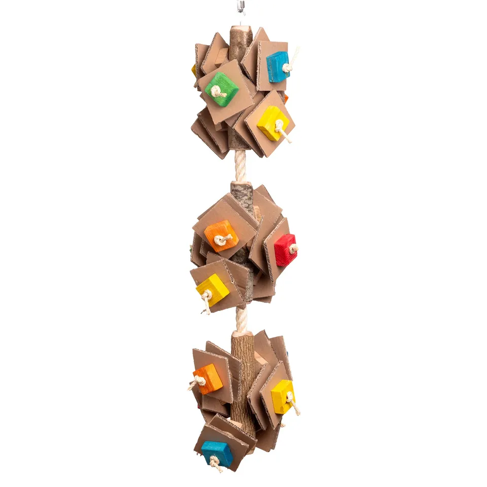 rico-s-futterkiste-wackel-schredder-papageienspielzeug-95-cm-holz image 1