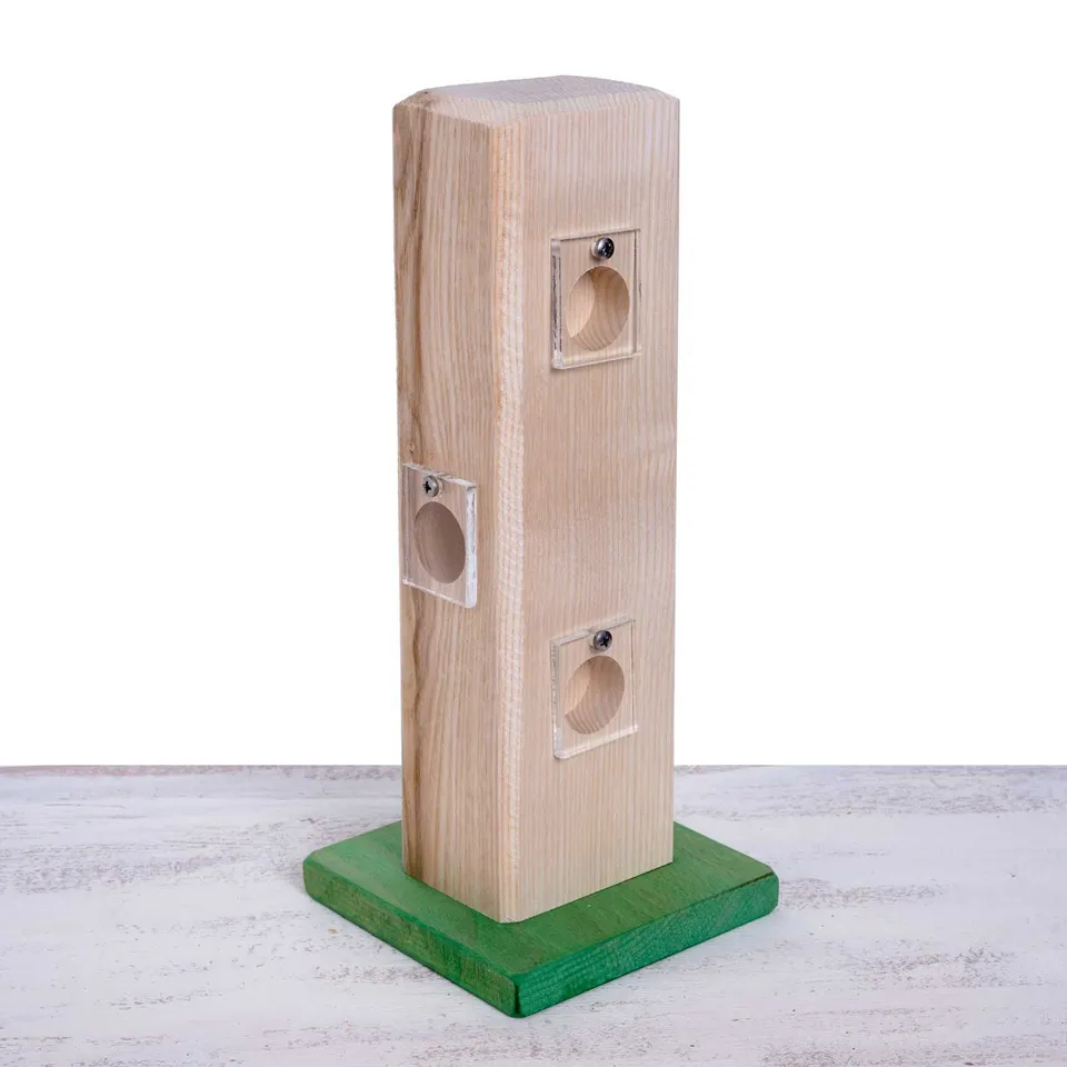 versteckspielturm-intelligenzspielzeug-papageienspielzeug-holz-30-cm image 1