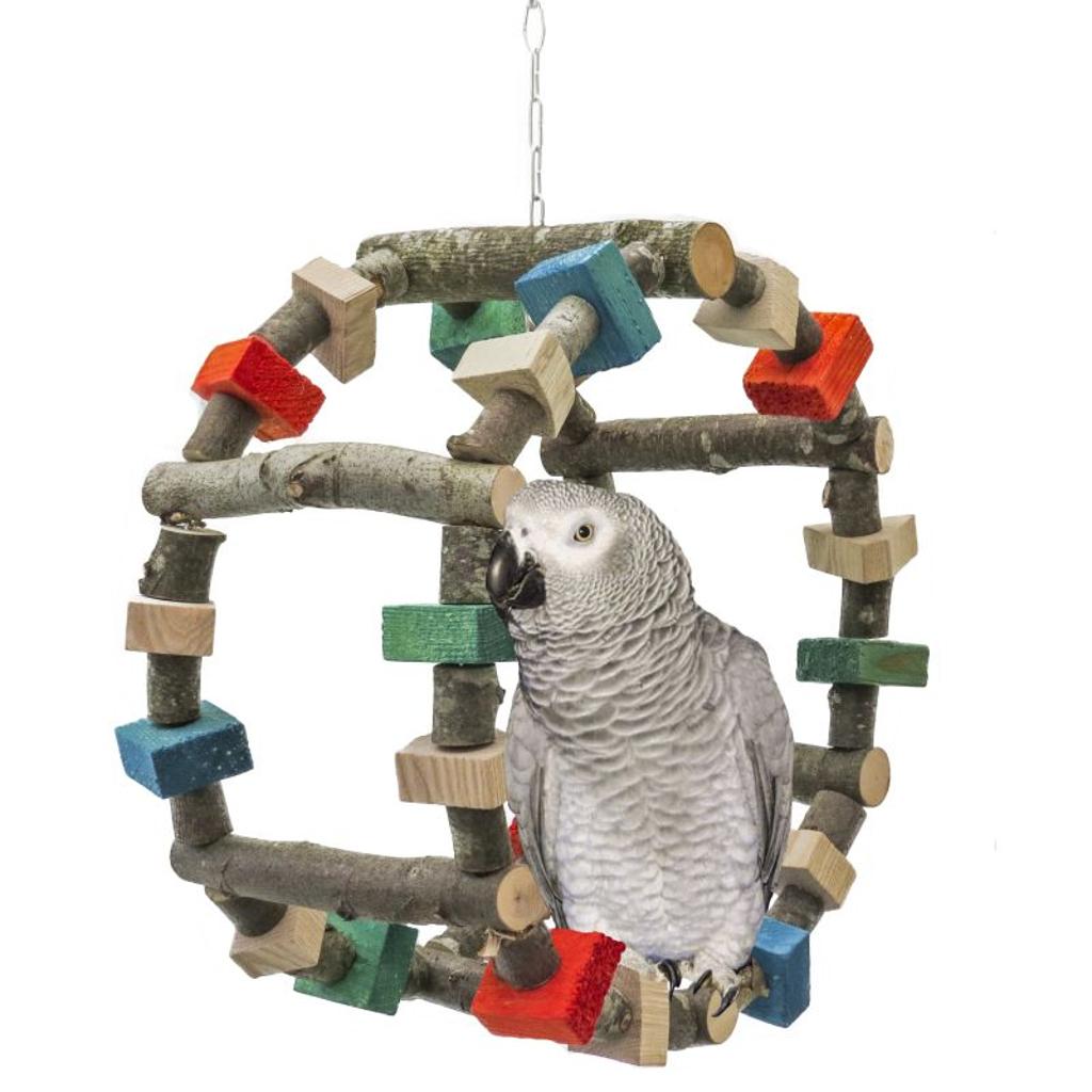 rico-s-futterkiste-schaukel-und-spielrad-papageienspielzeug-holz-30-cm image 4