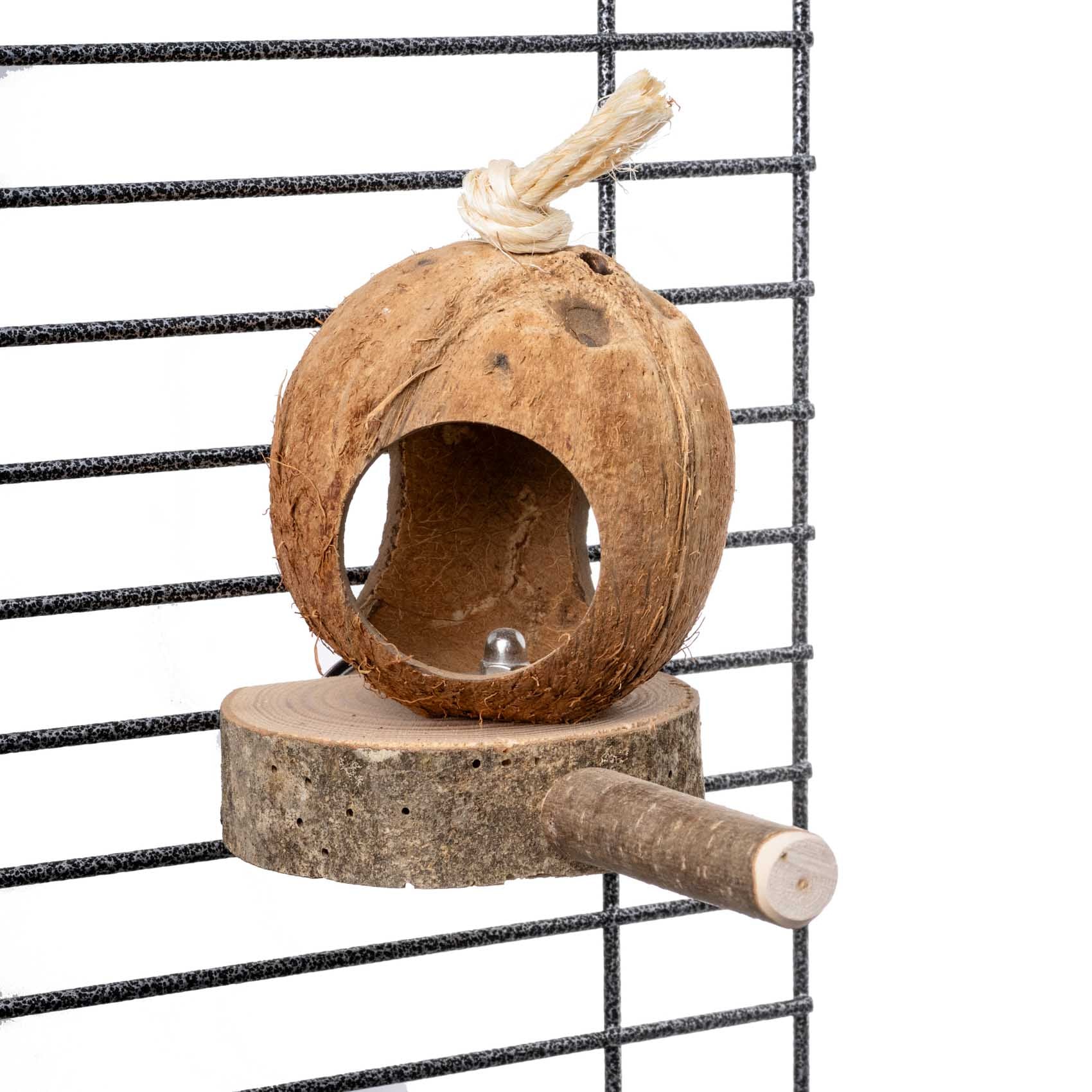 rico-s-futterkiste-wellensittich-kokosh-tte-sittichspielzeug-mit-sitzstange image 2