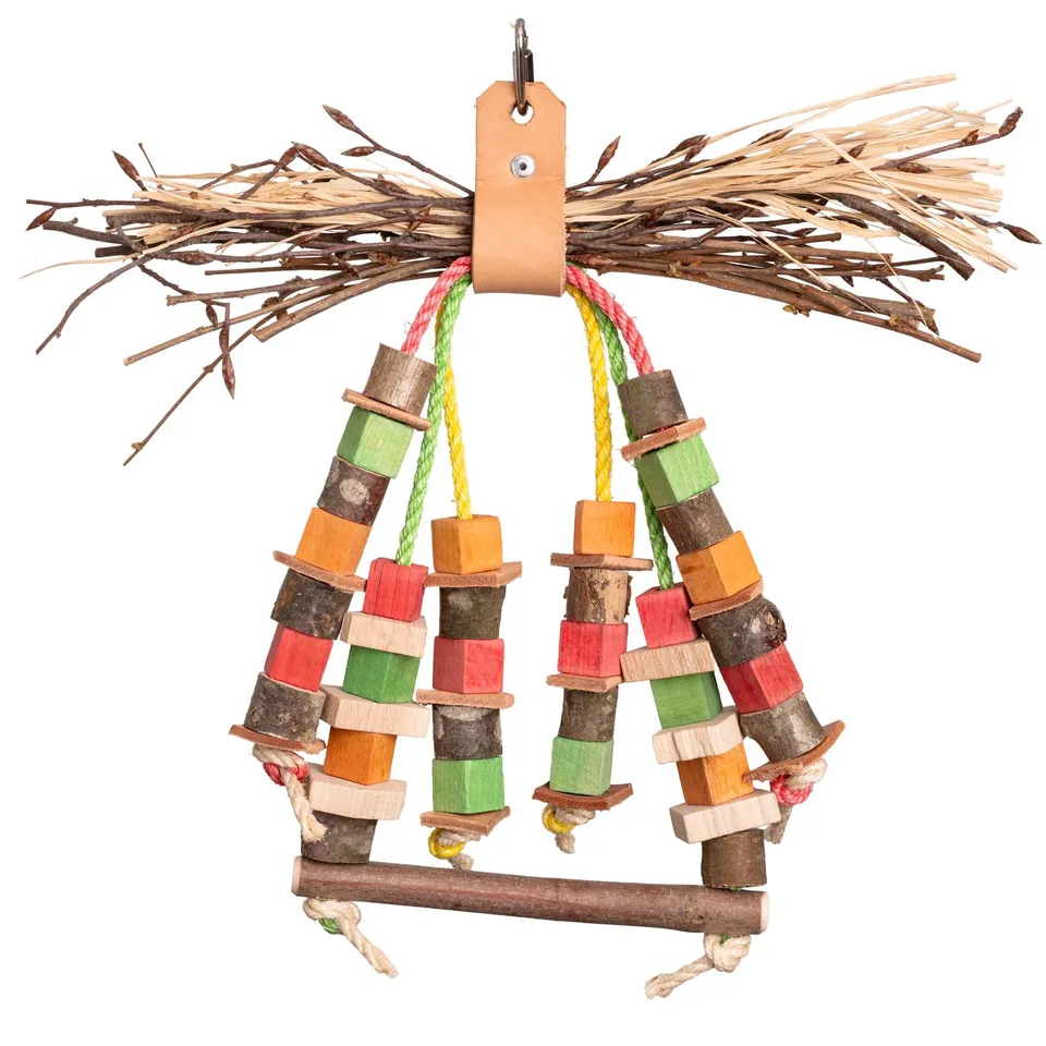 rico-s-futterkiste-sittich-schaukel-knabberdach-vogelschaukel-40cm image 1