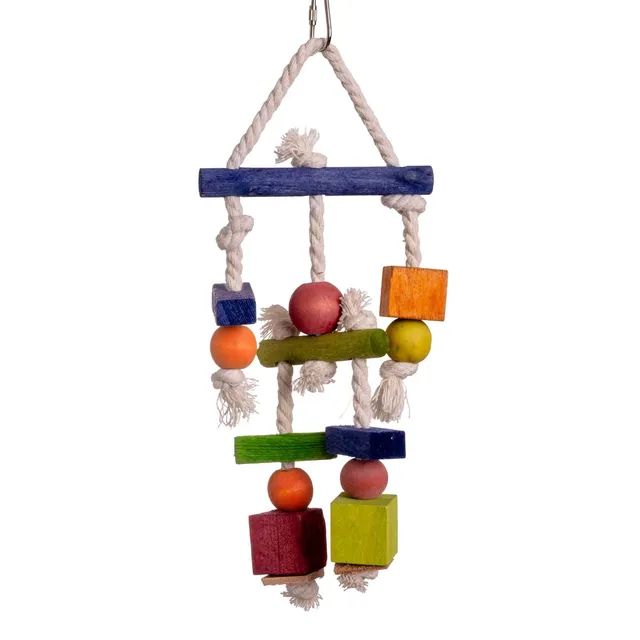 rico-s-futterkiste-holzspielzeug-sittichspielzeug-tau-bunt-24-cm image 1