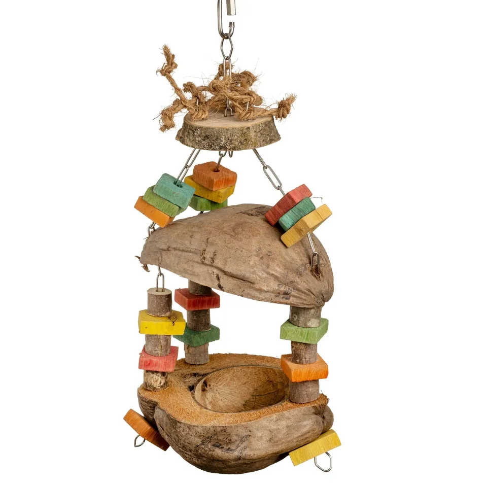 rico-s-futterkiste-kokosh-uschen-papageienspielzeug-futterschale image 1