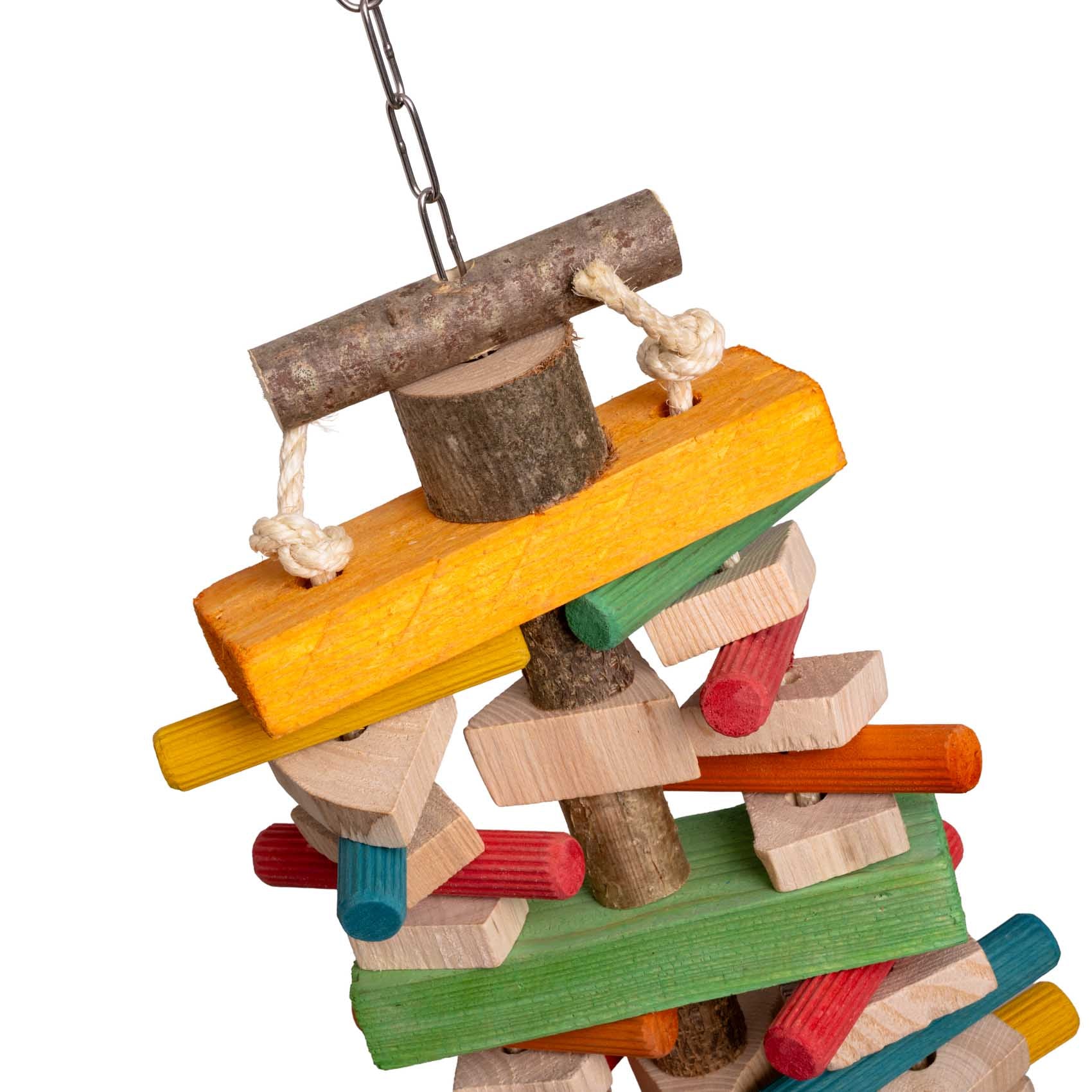 rico-s-futterkiste-knabbertrio-papageienspielzeug-45-cm-holz image 2
