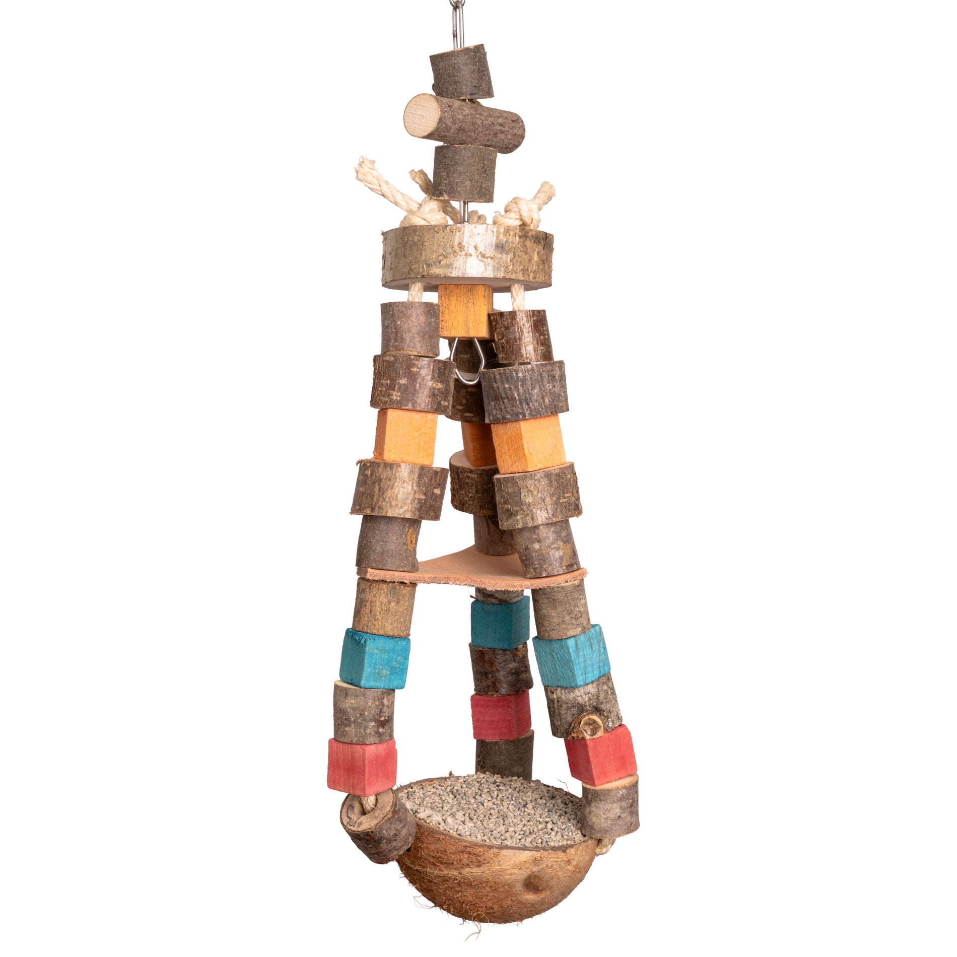 rico-s-futterkiste-mineralien-kokosnuss-sittich-spielzeug-42cm image 1