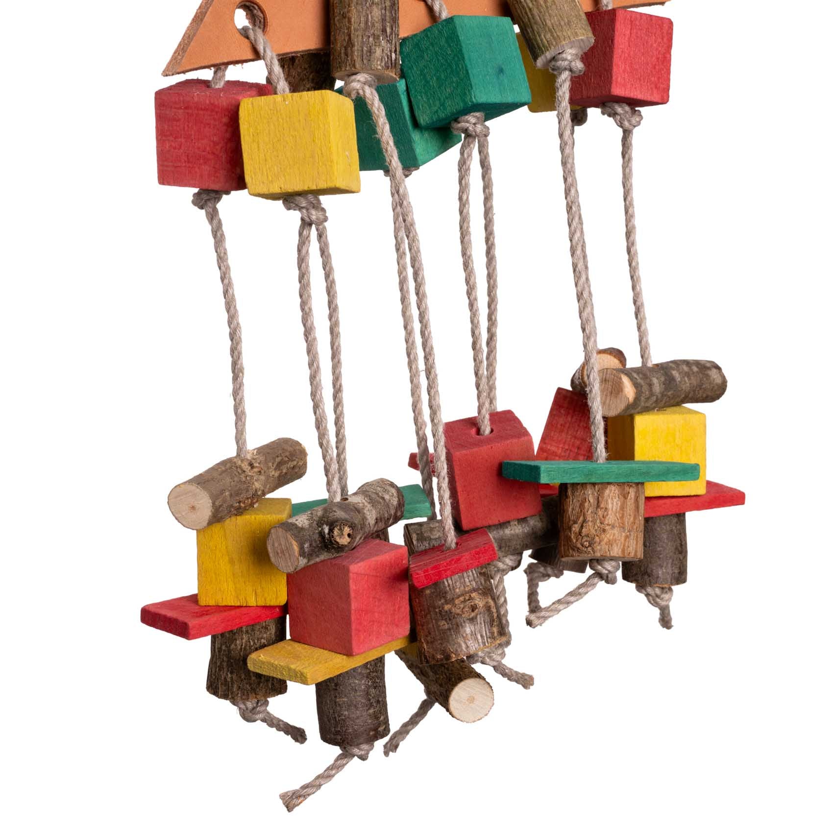 rico-s-futterkiste-lederdreieck-vogelspielzeug-sittiche-hanf-holz image 2