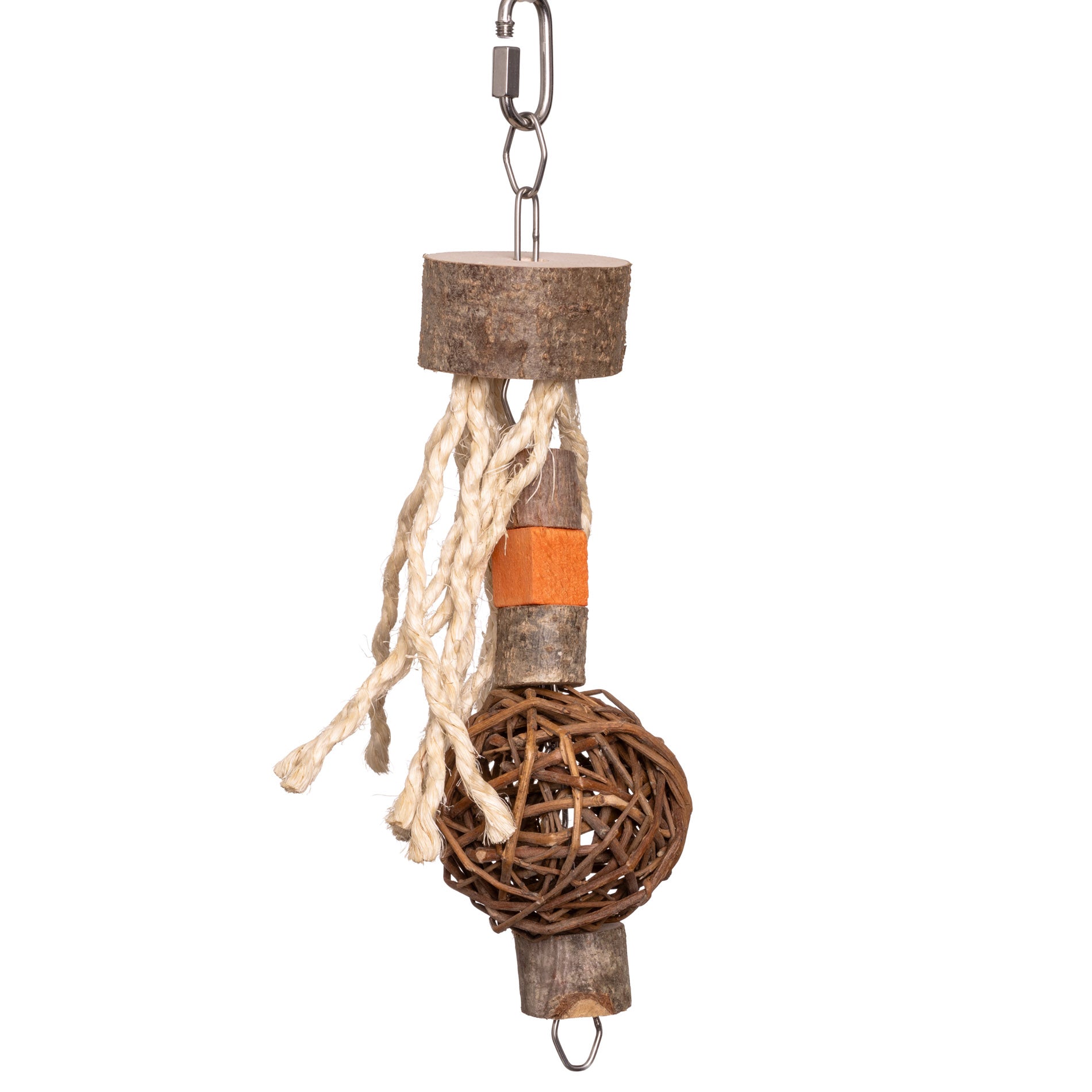 rico-s-futterkiste-sisalderwisch-papageienspielzeug-holz-sisal-weidenball image 1