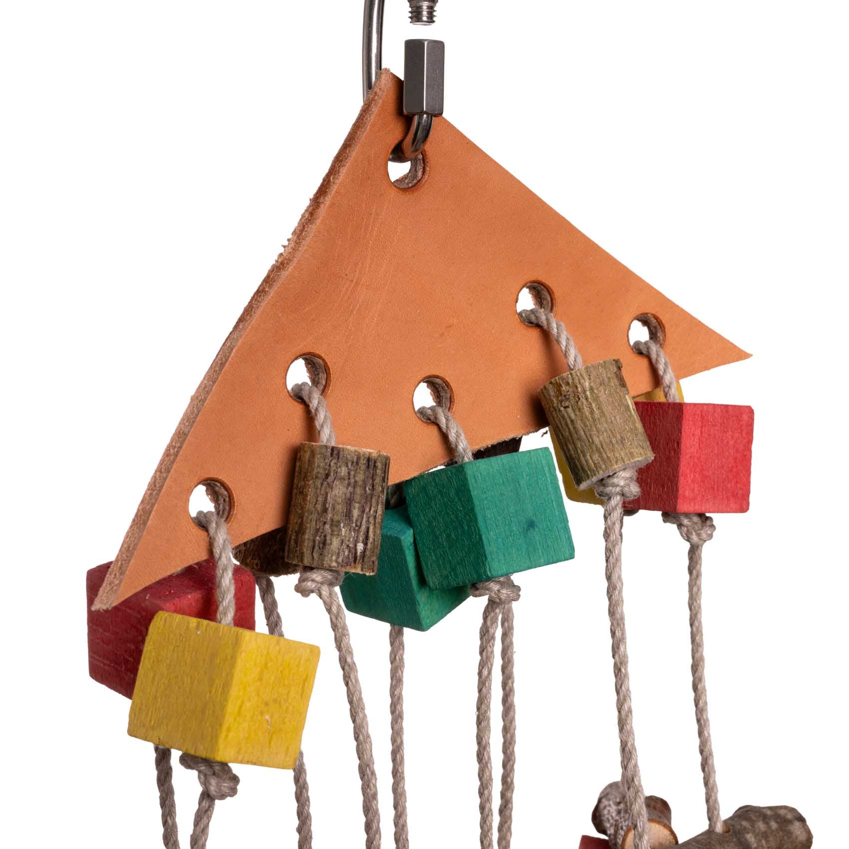 rico-s-futterkiste-lederdreieck-vogelspielzeug-sittiche-hanf-holz image 3