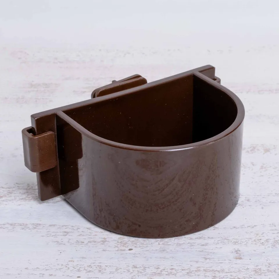 rico-s-futterkiste-futter-wassernapf-braun-mit-halterung image 1