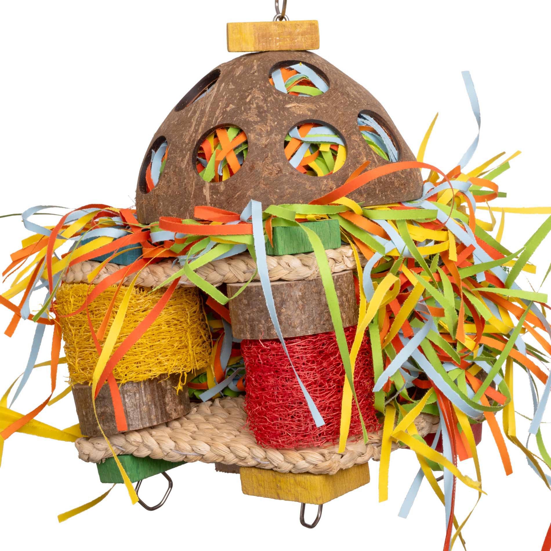 rico-s-futterkiste-stroh-doppeldecker-papageienspielzeug-kokos image 2